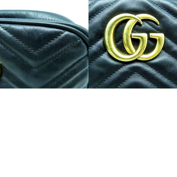 💎✨BEAUTIFUL✨💎 Gucci GG Marmont Chain Crossbody Leather Black Shoulder Bag - Picture 9 of 14